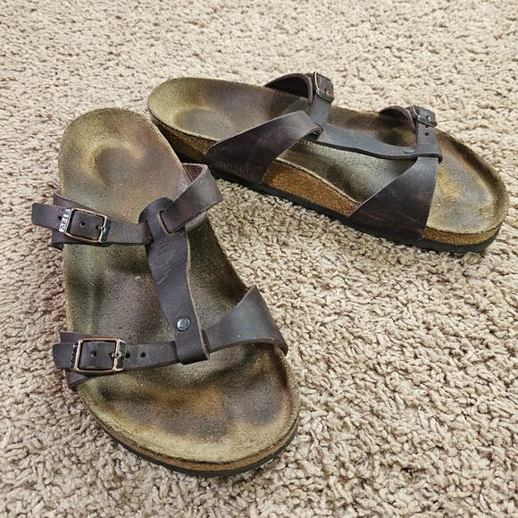 Birkenstock Larisa Sandals Womens 10 EU41 Habana Brown Leather 006401 w box - Picture 1 of 9